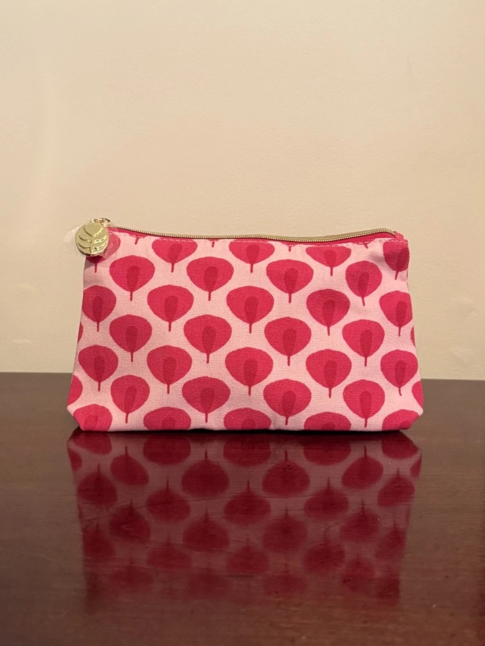 Estee Lauder "Beauty in Bloom" Pink Floral Makeup Bag Zip Top Travel Pouch Lined